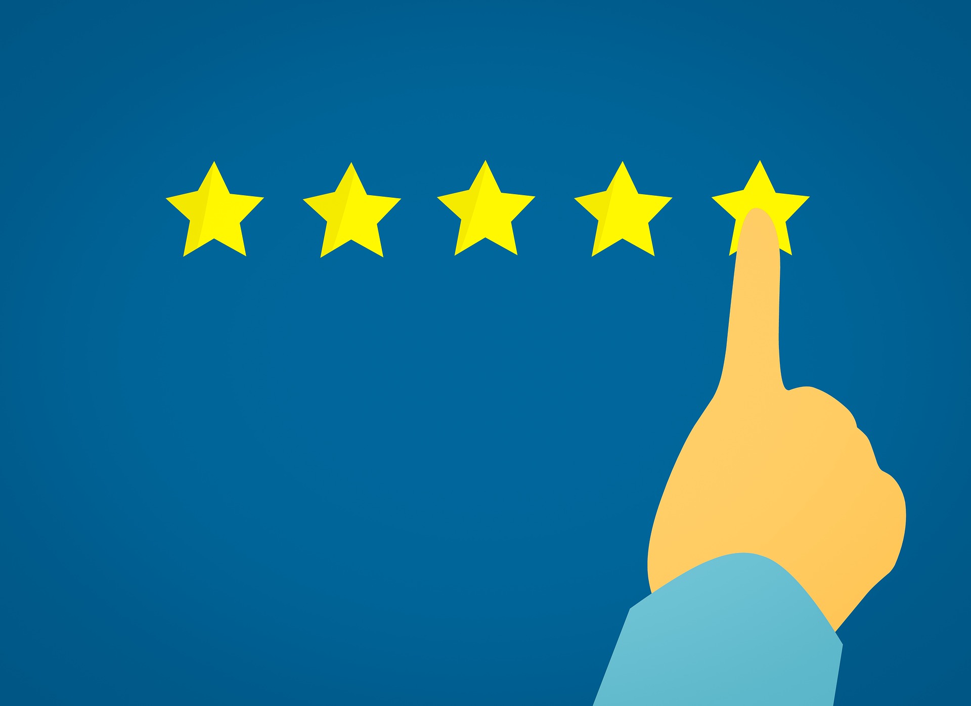 An online survey taker selects five stars for their review