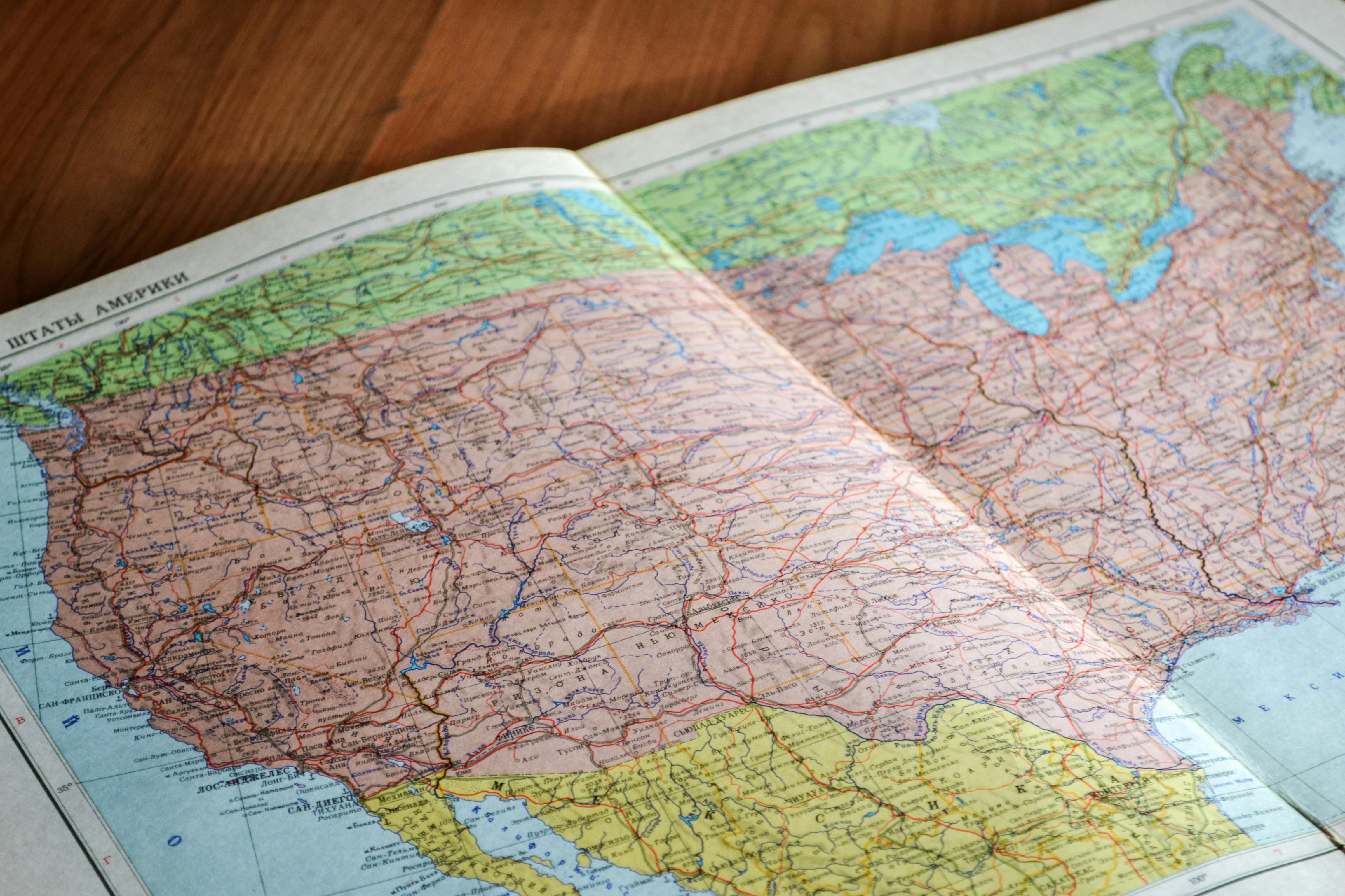 a road map of the United States